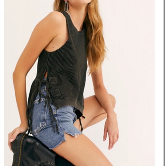 FREE PEOPLE black sleeveless interlaken tank - Picture 1 of 8